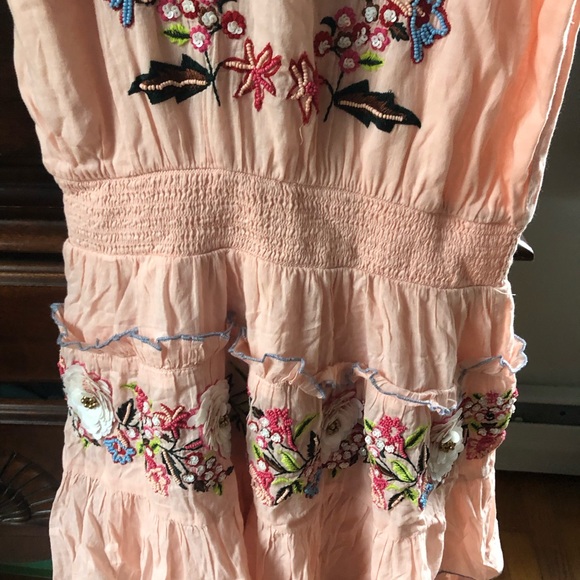 Boston Proper Peach Embroidered Floral Dress - Picture 2 of 4